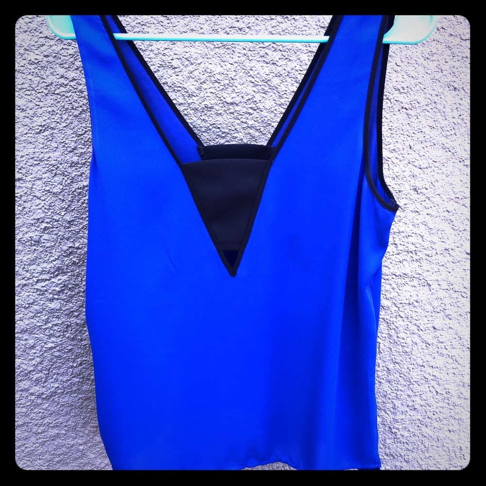 EXPRESS royal blue and black peek a boo tank